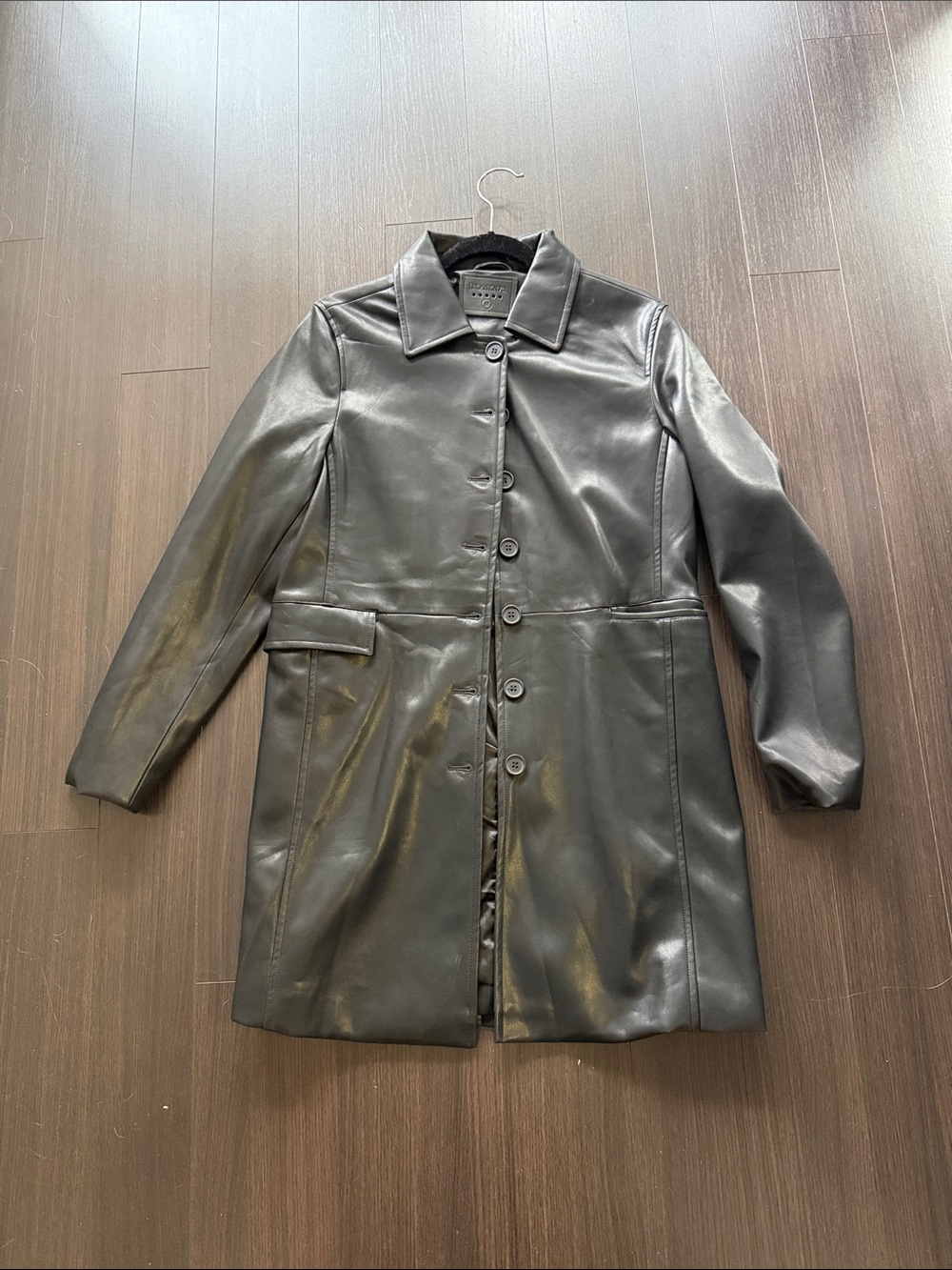 Blank NYC Black Faux Leather Button-Front Coat